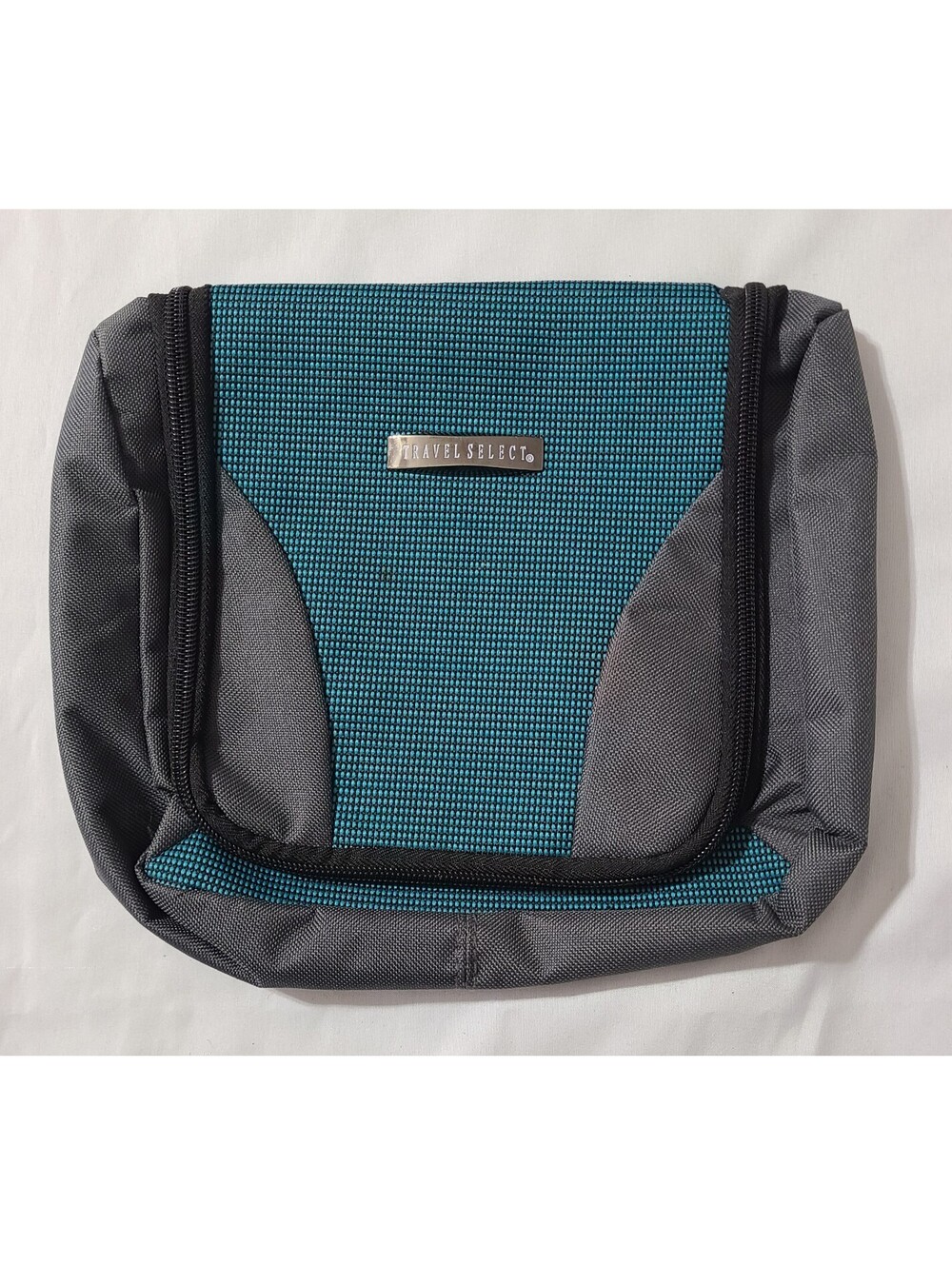 Travel Select Hanging Toiletry Bag Mens Sz 9x8 M Gray Teal Storage Organizer EUC